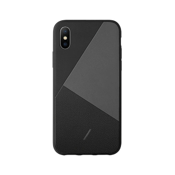 Native Union CLIC MARQUETRY Leather Color-block Case for iPhone Xs - Black - A Mobile City
